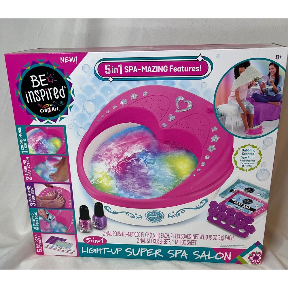 Cra-Z-Art Be Inspired 5-in-1 Light-Up Super Spa Salon Pedi Kit 53457 NEW